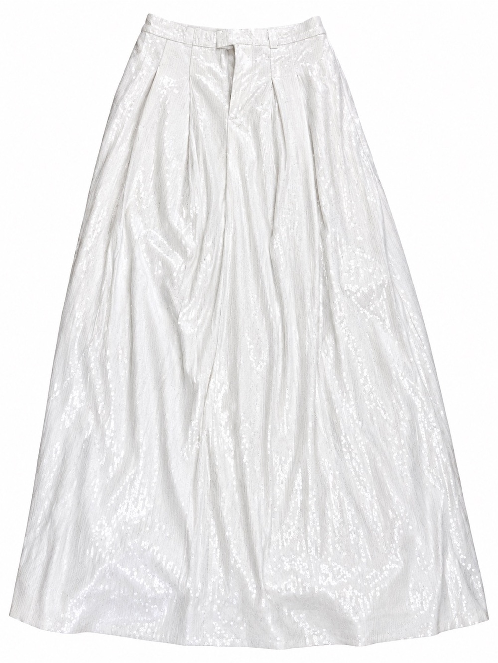 Anthropologie White Sequined Maxi Skirt with Pockets